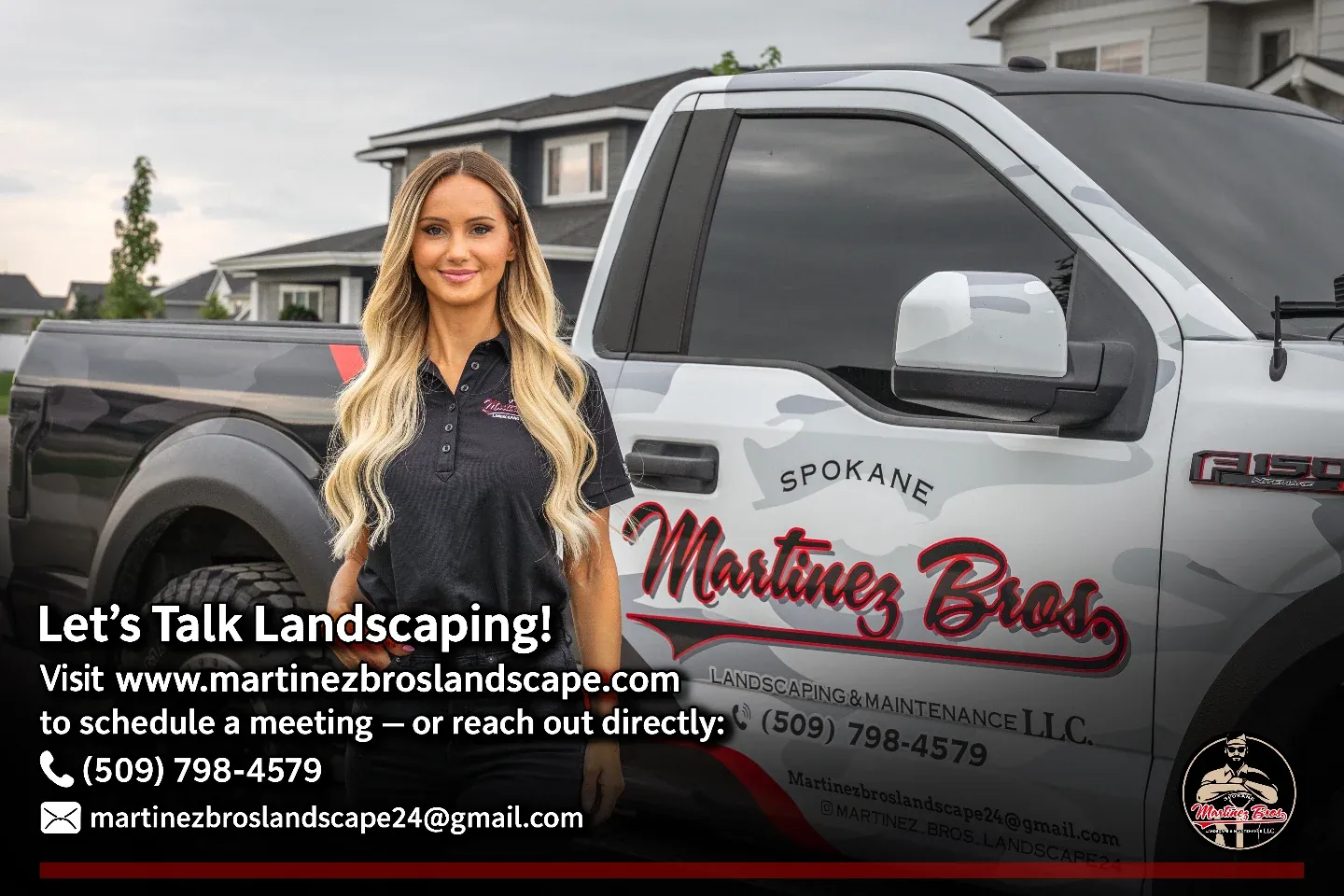 Martinez Bros crew member working on a Spokane landscape project