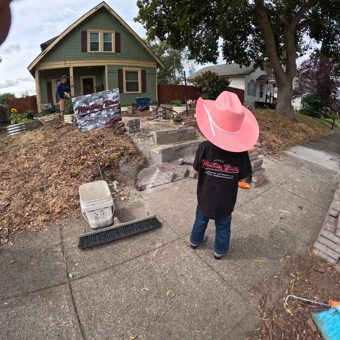 Martinez Bros crew installing concrete hardscape in Spokane